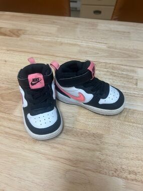 Nike Kids High-Top Sneakers - Black, White & Pink Accent
